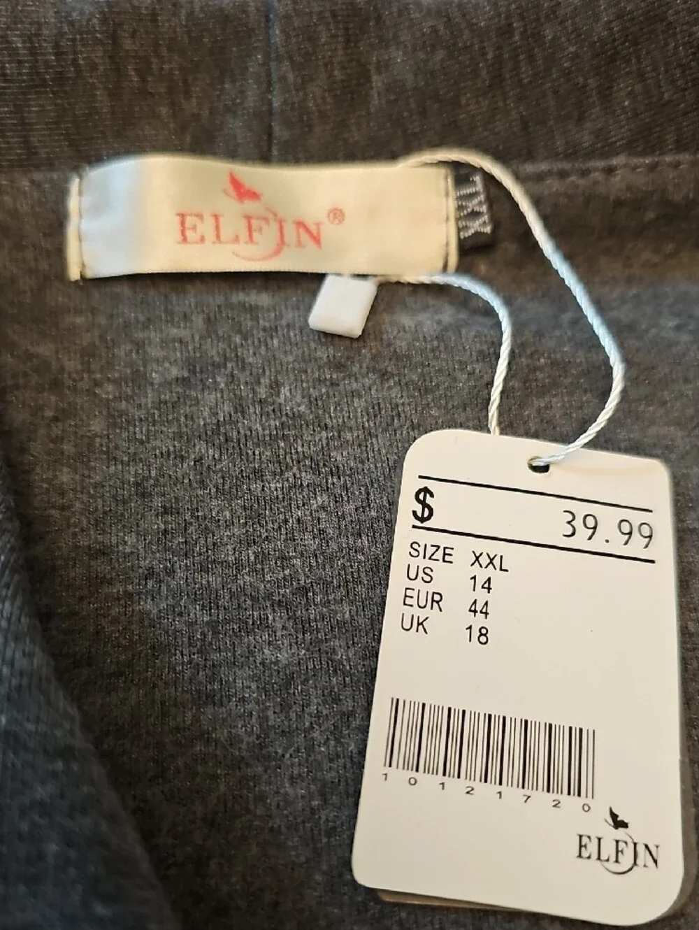 J2🔹️ELFIN Dark Gray Shawl Collar Button-Front Top